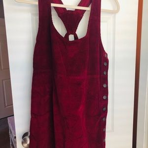 AE Cranberry Velvet Overall Dress